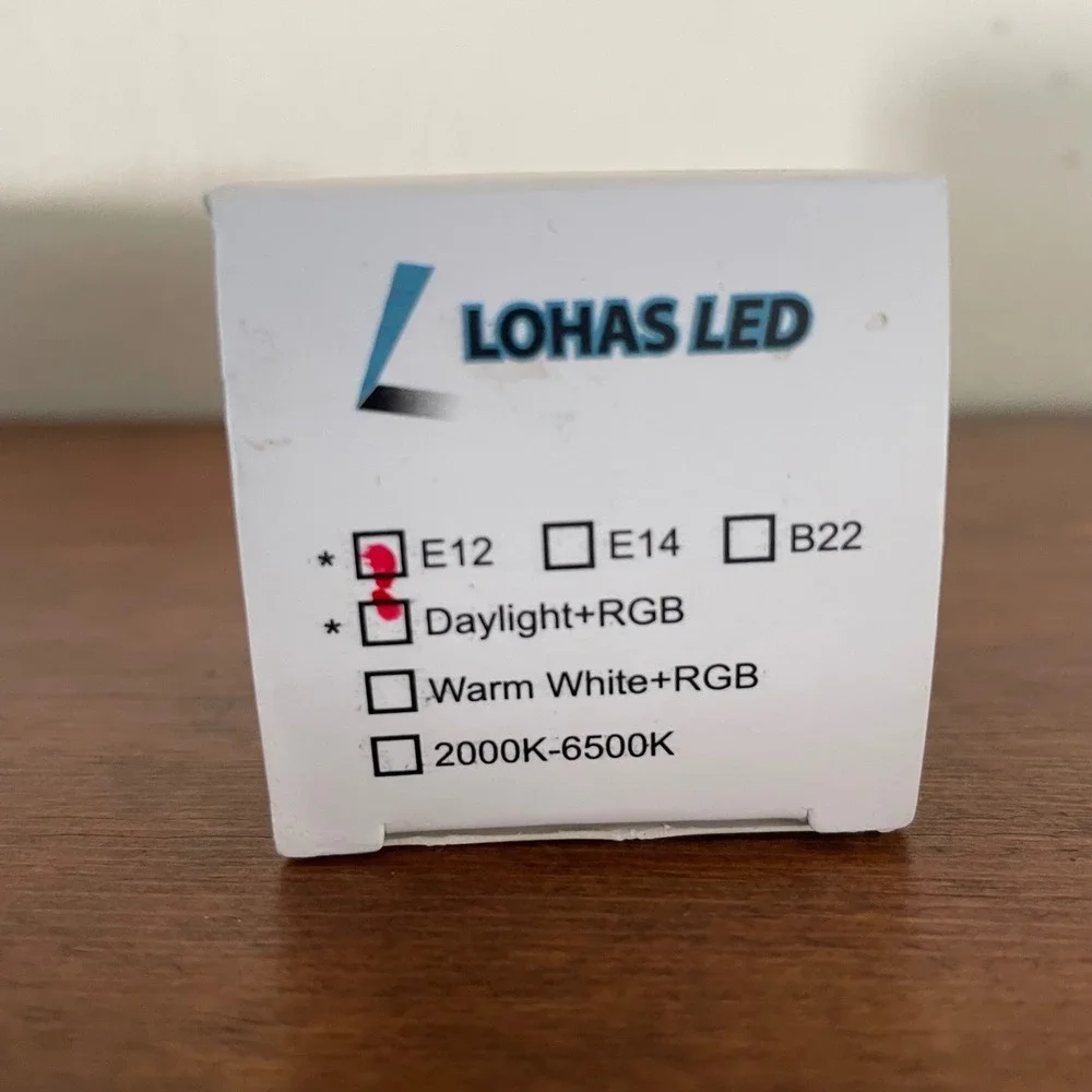 Lot of 3 LOHAS LED Smart Lamp WIFI Light Bulb E12‎ Candle Daylight + RGB 5 watt